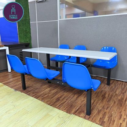 6-Seater Canteen Cafeteria Table and Chair Dining Set