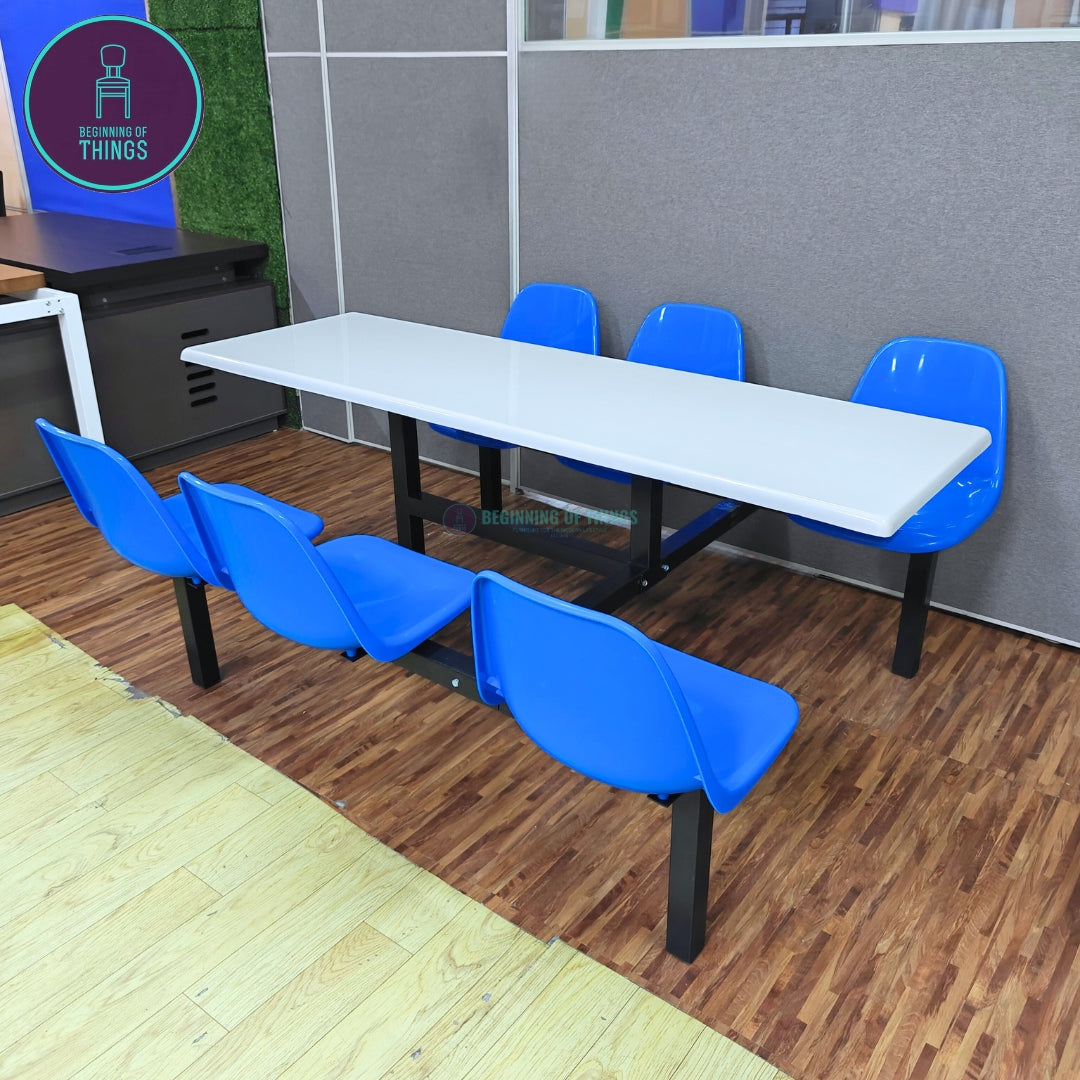 6-Seater Canteen Cafeteria Table and Chair Dining Set