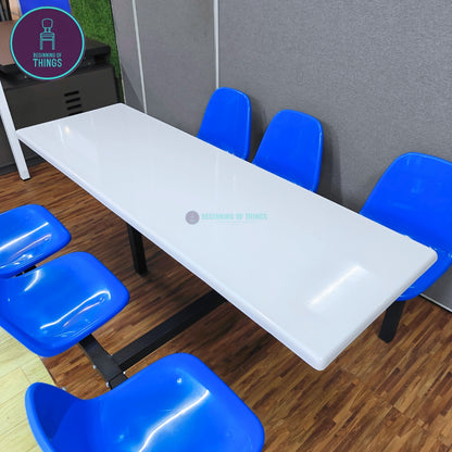 6-Seater Canteen Cafeteria Table and Chair Dining Set