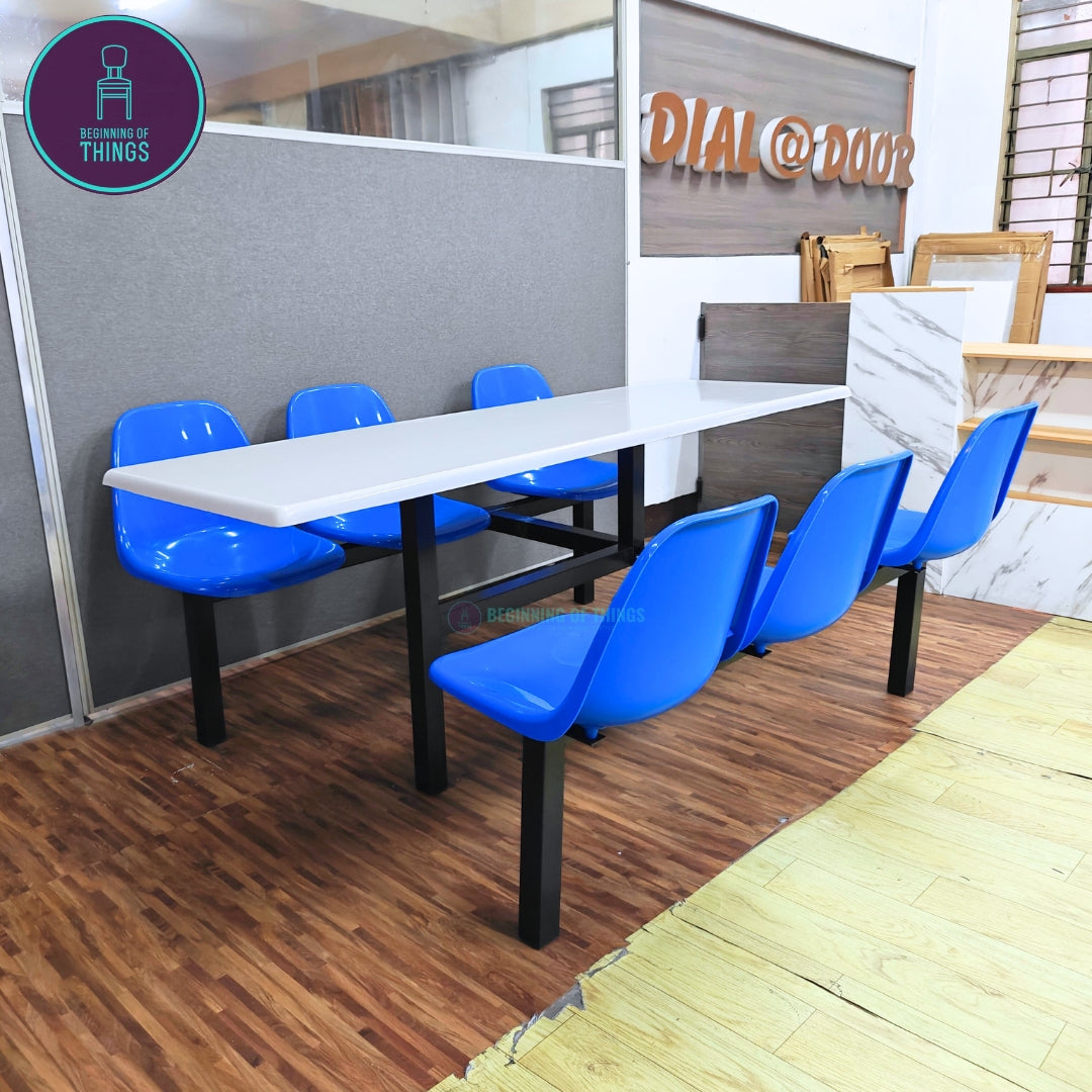 6-Seater Canteen Cafeteria Table and Chair Dining Set