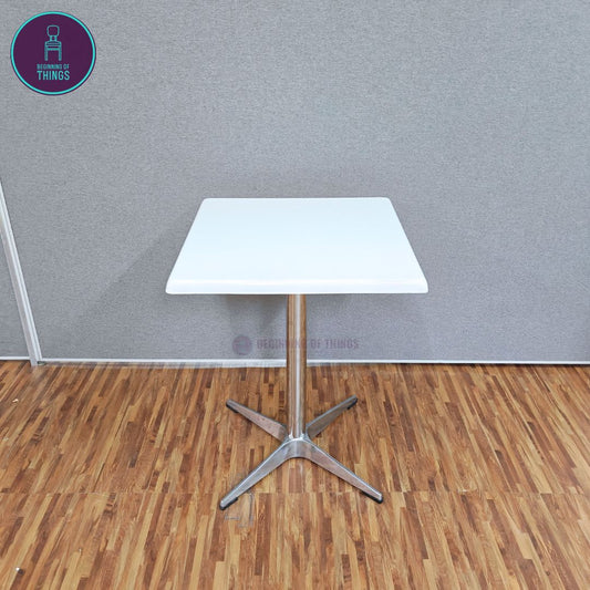 Fiberglass Dining Table with Cross Metal Base 60 x 60 cm