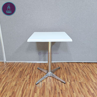 Fiberglass Dining Table with Cross Metal Base 60 x 60 cm