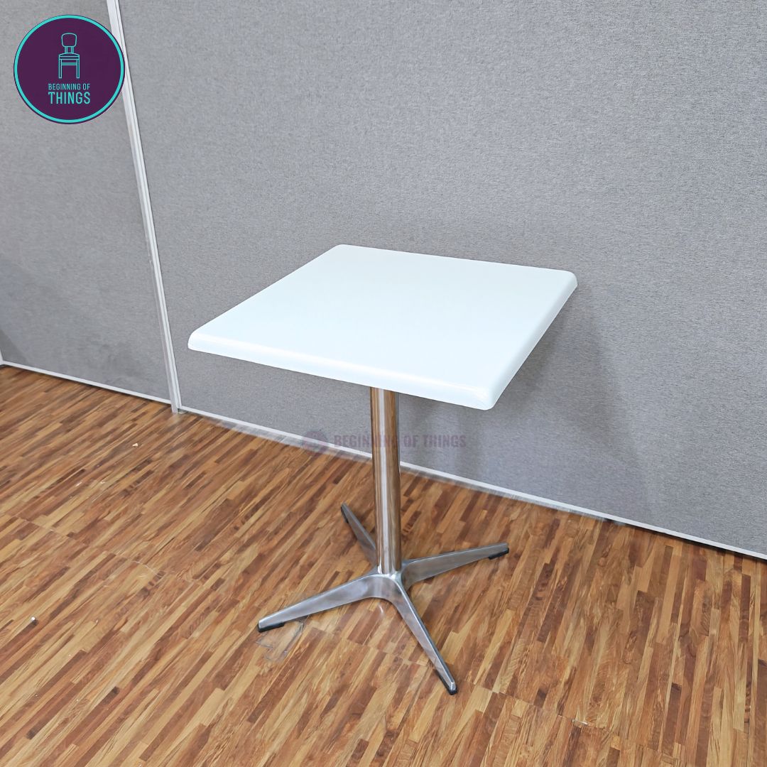 Fiberglass Dining Table with Cross Metal Base 60 x 60 cm