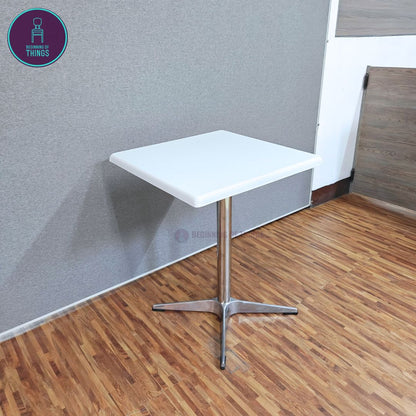 Fiberglass Dining Table with Cross Metal Base 60 x 60 cm