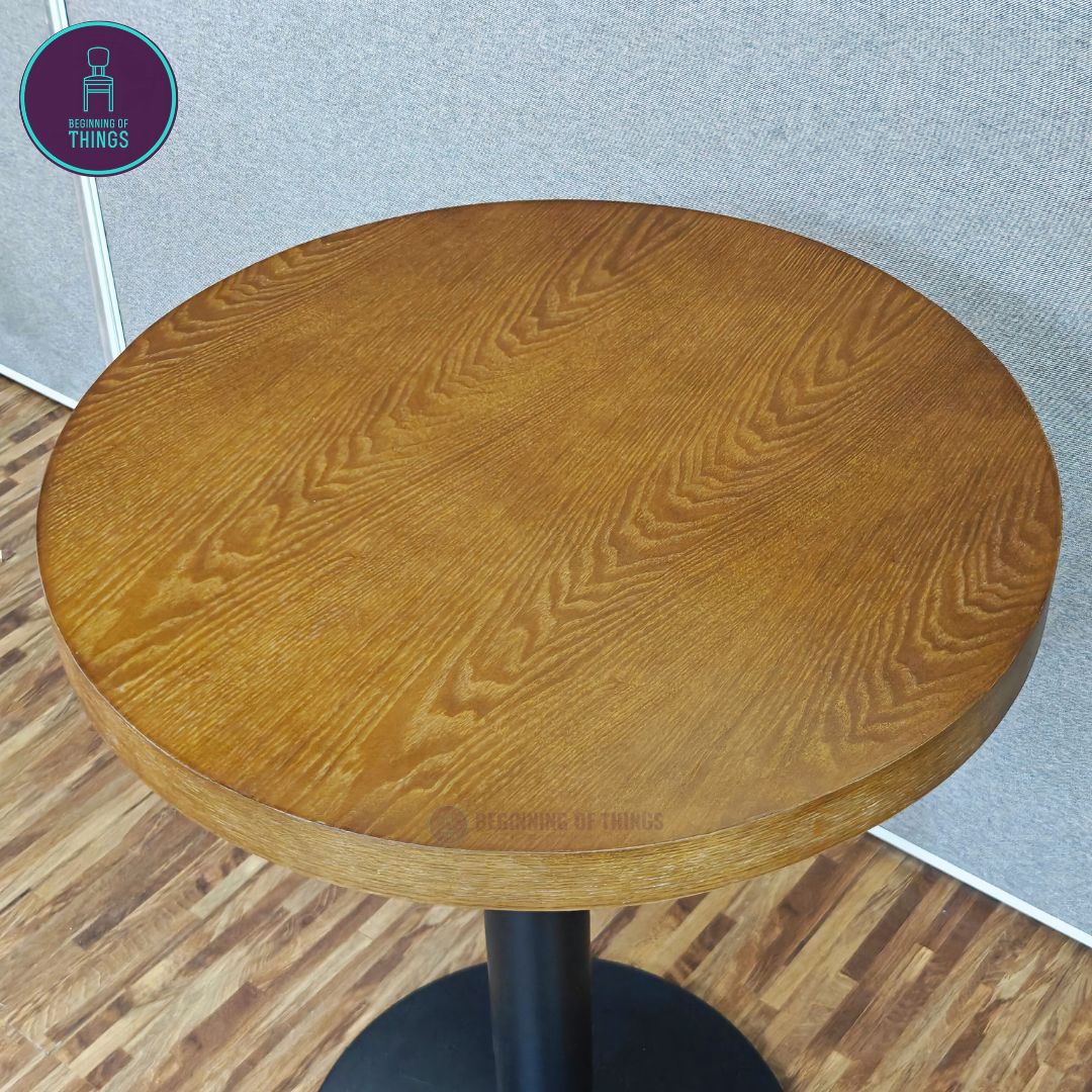 Wood Veneer Round Dining Table 60 cm