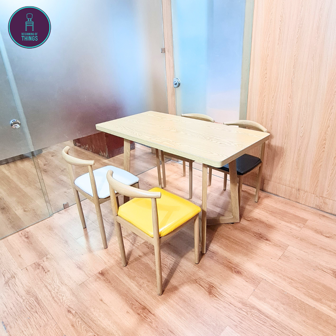 Laminated Rectangular Dining Set 4-Seater V-Leg