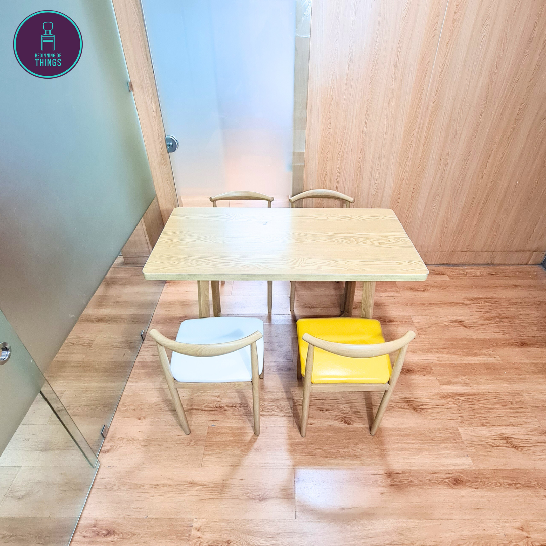 Laminated Rectangular Dining Set 4-Seater V-Leg