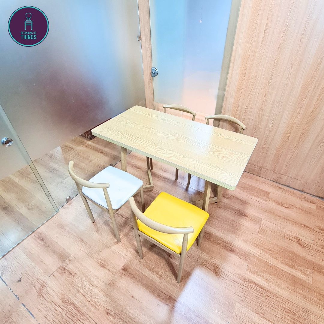Laminated Rectangular Dining Set 4-Seater V-Leg