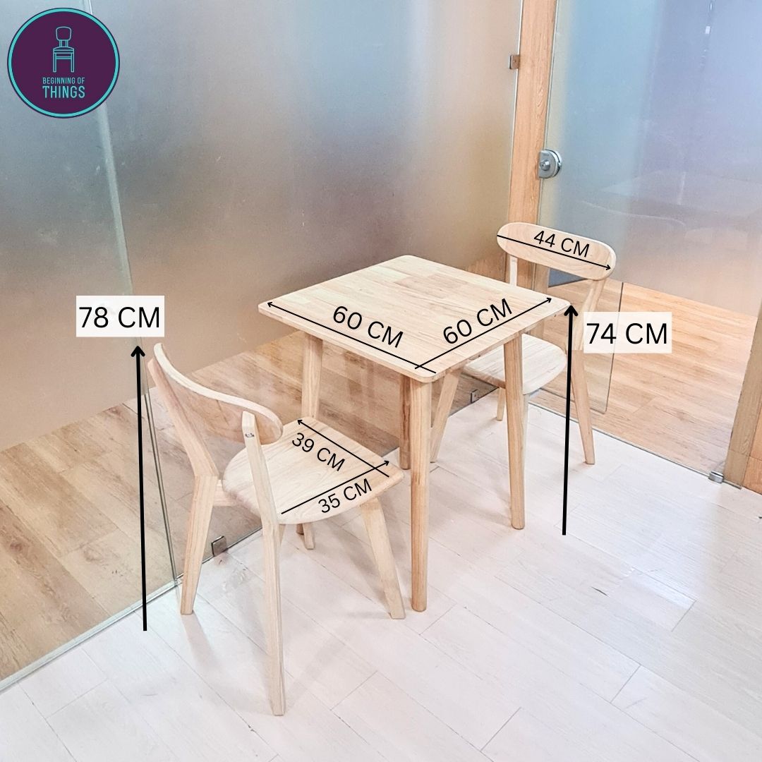 Rubberwood Restaurant Dining Set 2-Seater Square