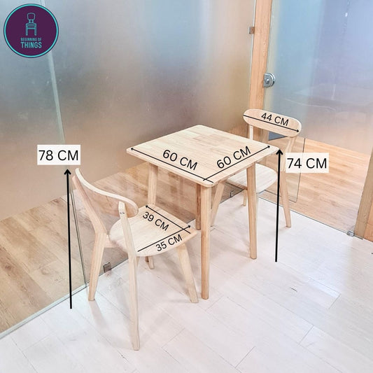 Rubberwood Restaurant Dining Set 2-Seater Square