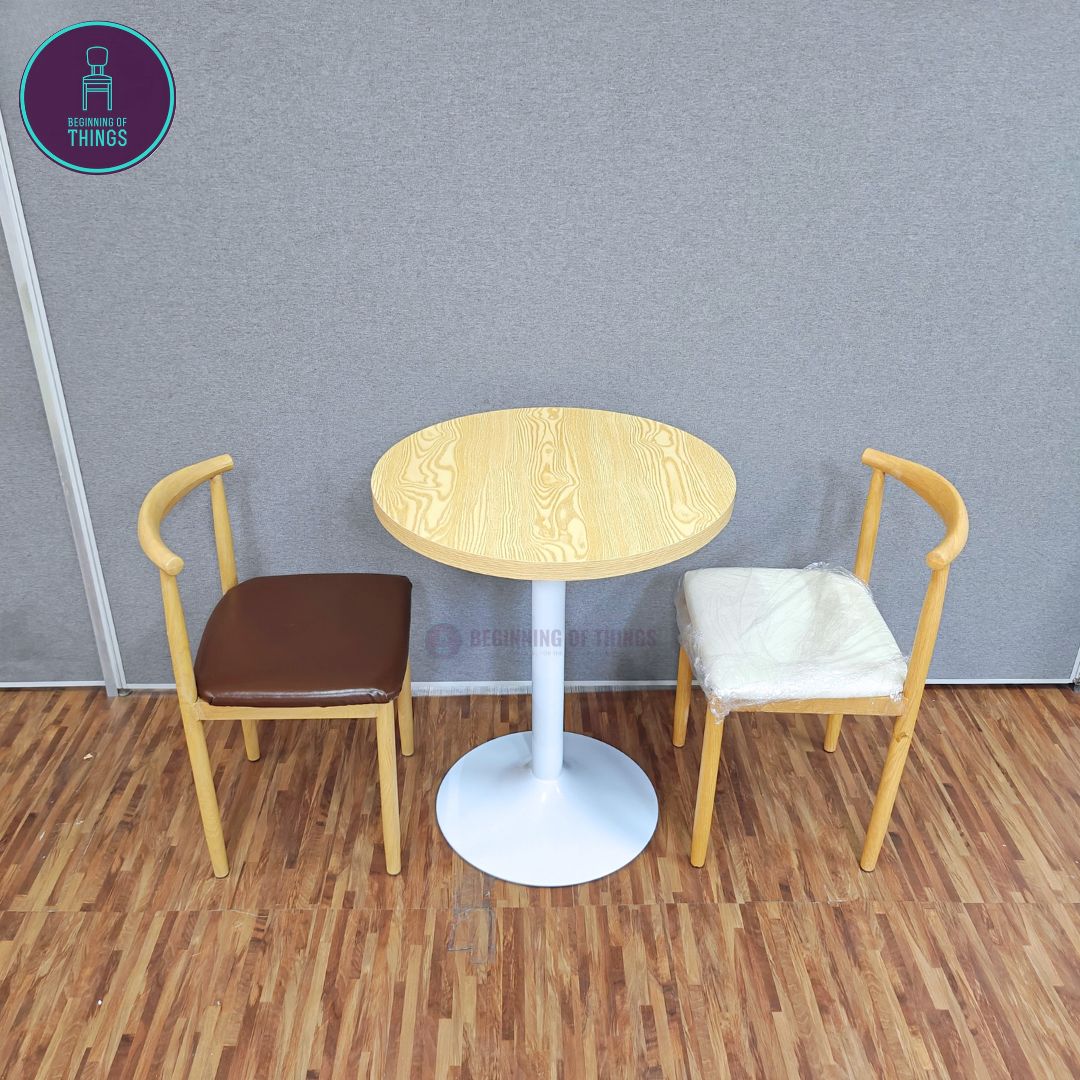 Laminated Round Dining Set 2-Seater White Leg