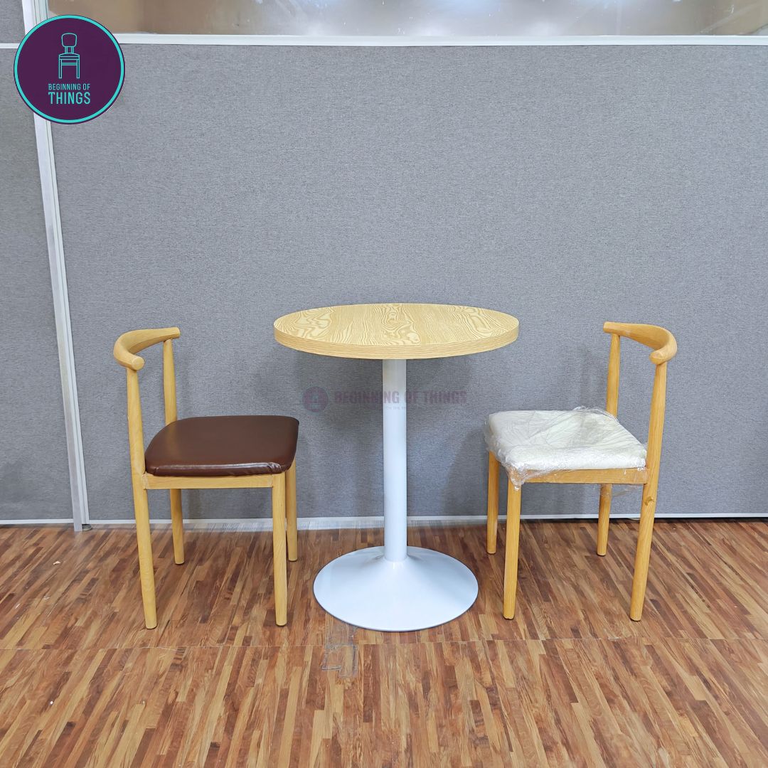 Laminated Round Dining Set 2-Seater White Leg