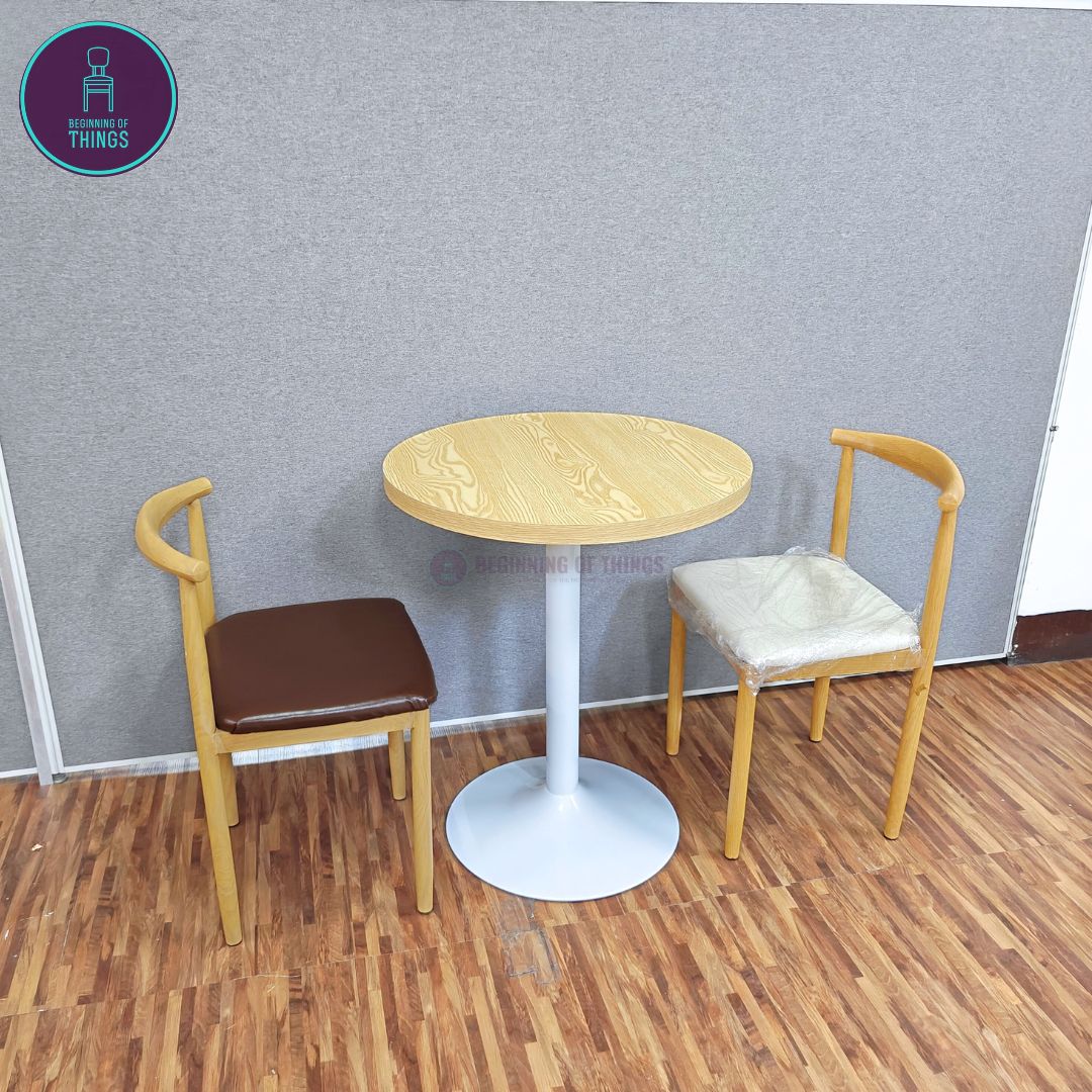 Laminated Round Dining Set 2-Seater White Leg
