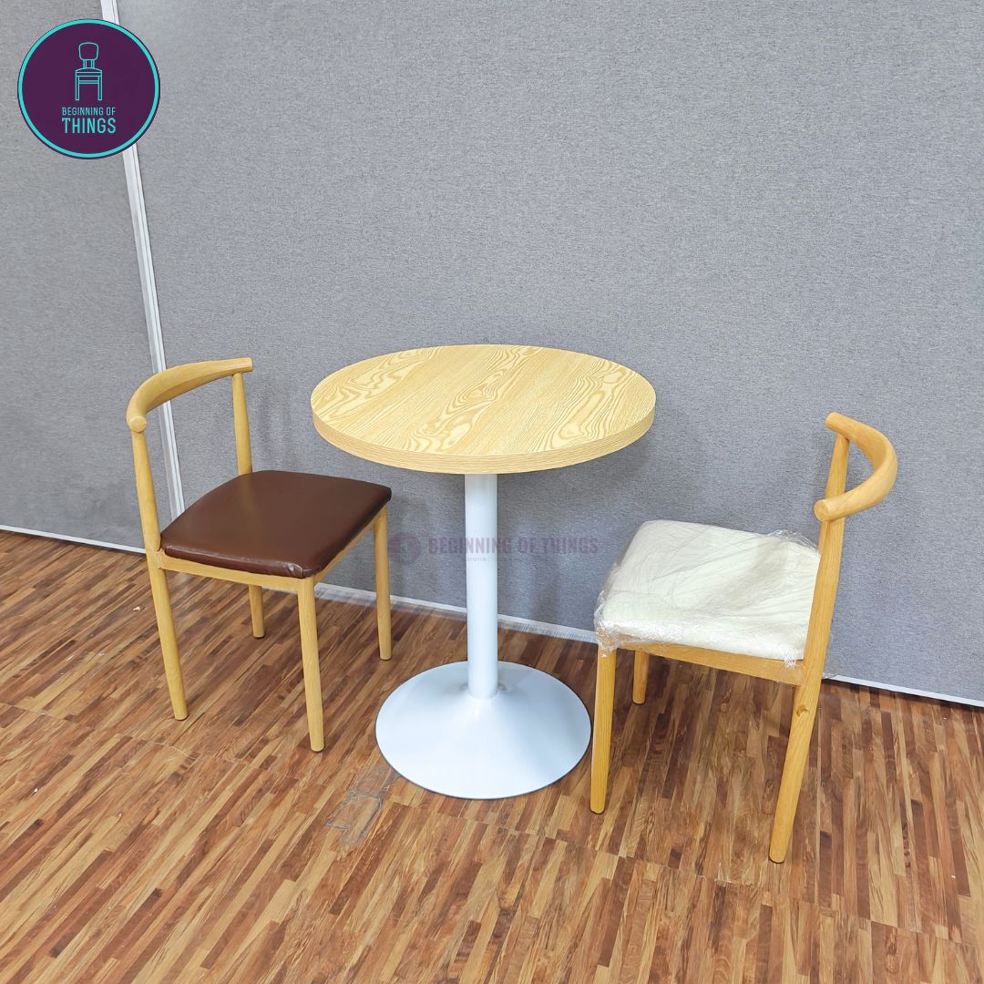 Laminated Round Dining Set 2-Seater White Leg