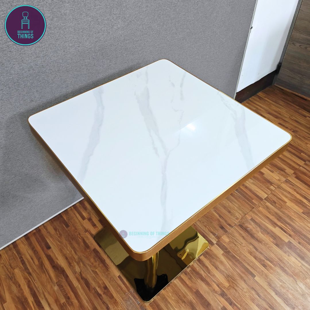 Sintered Stone w/ Edge Wrapping Square Dining Table 60 x 60 cm