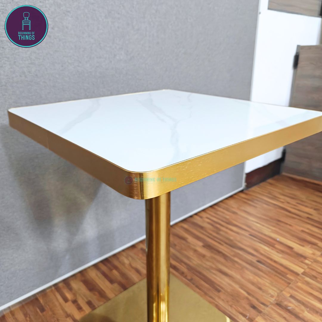 Sintered Stone w/ Edge Wrapping Square Dining Table 60 x 60 cm