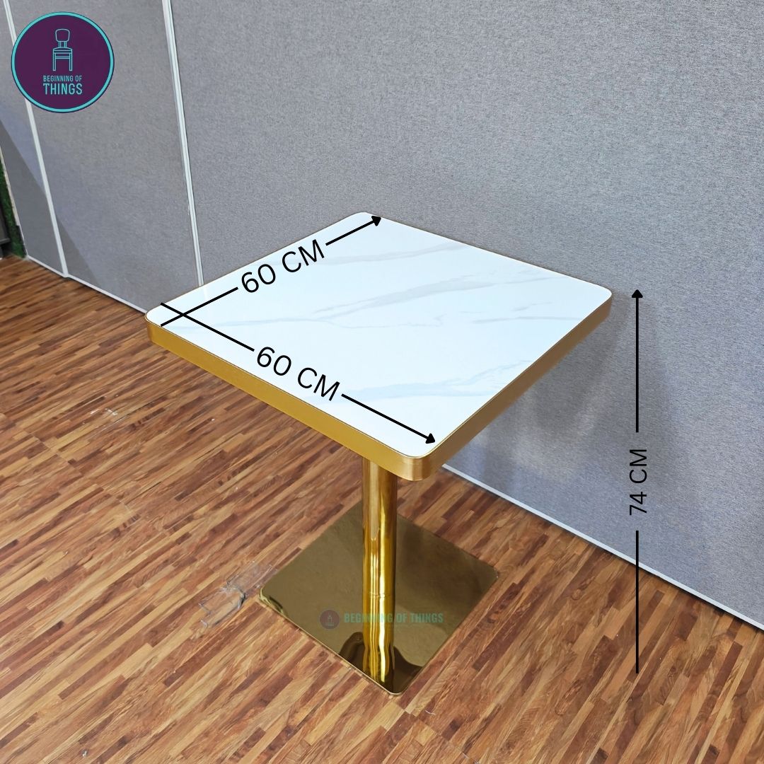Sintered Stone w/ Edge Wrapping Square Dining Table 60 x 60 cm