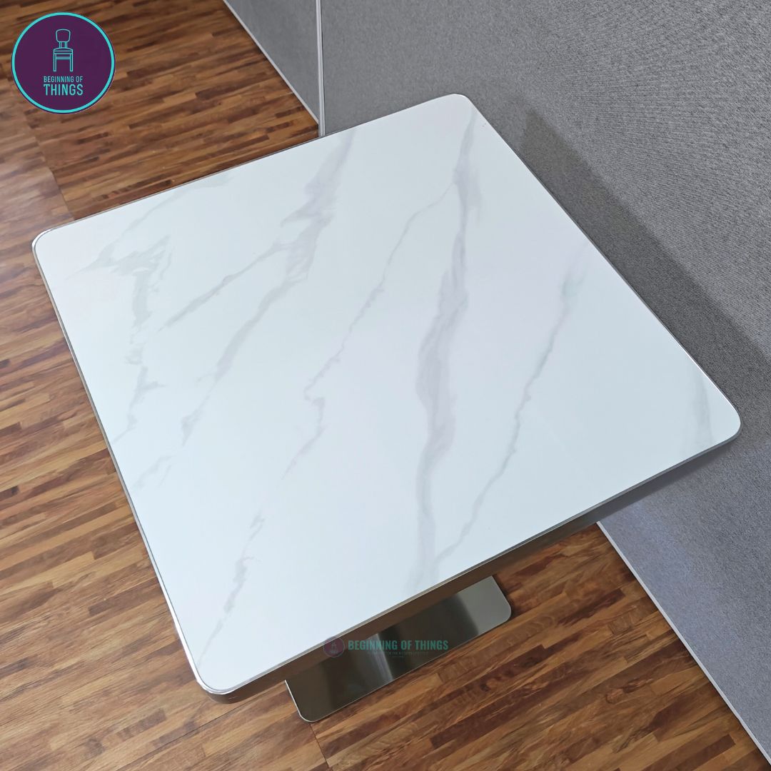 Sintered Stone w/ Edge Wrapping Square Dining Table 60 x 60 cm