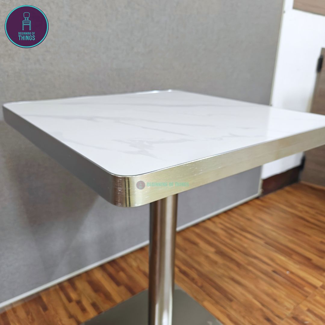 Sintered Stone w/ Edge Wrapping Square Dining Table 60 x 60 cm
