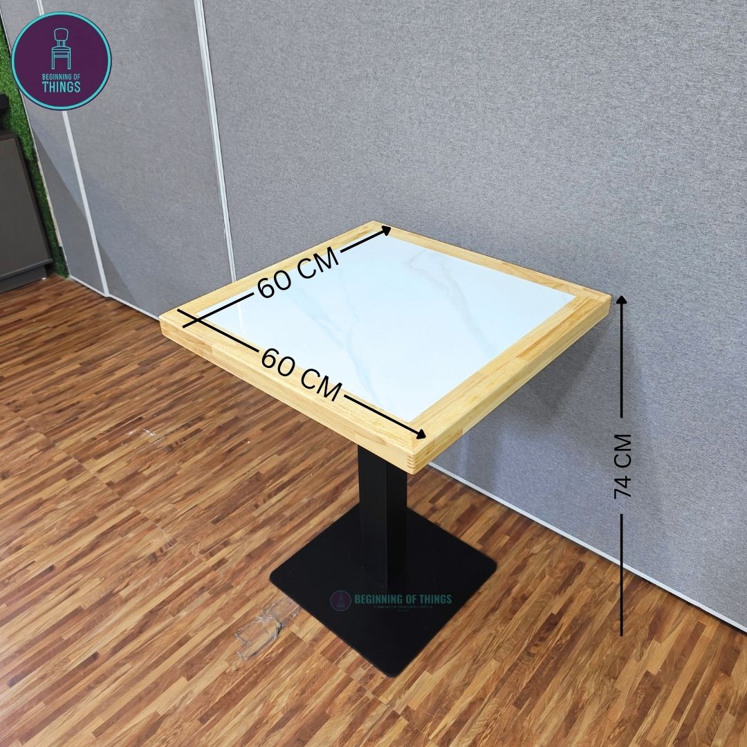 Sintered Stone w/ Edge Wrapping Square Dining Table 60 x 60 cm