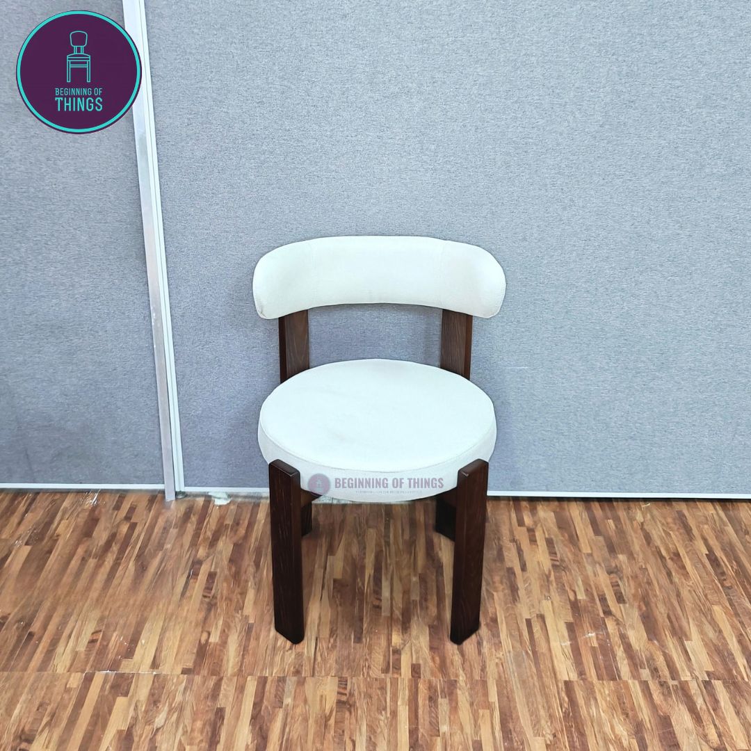 Curled Back Wooden Frame Dining Chair