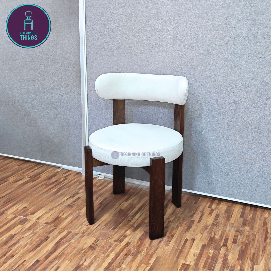 Curled Back Wooden Frame Dining Chair