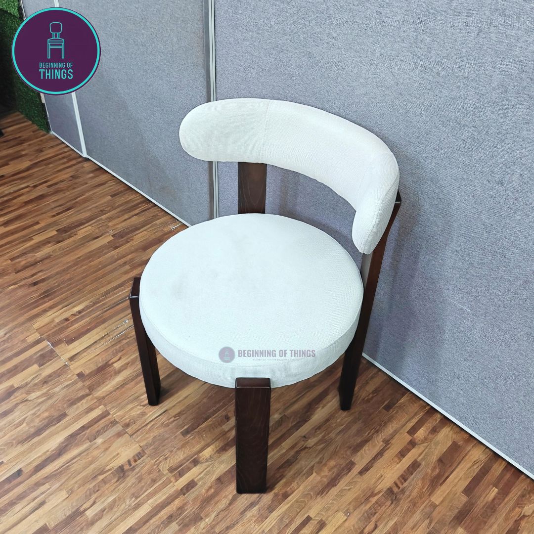 Curled Back Wooden Frame Dining Chair