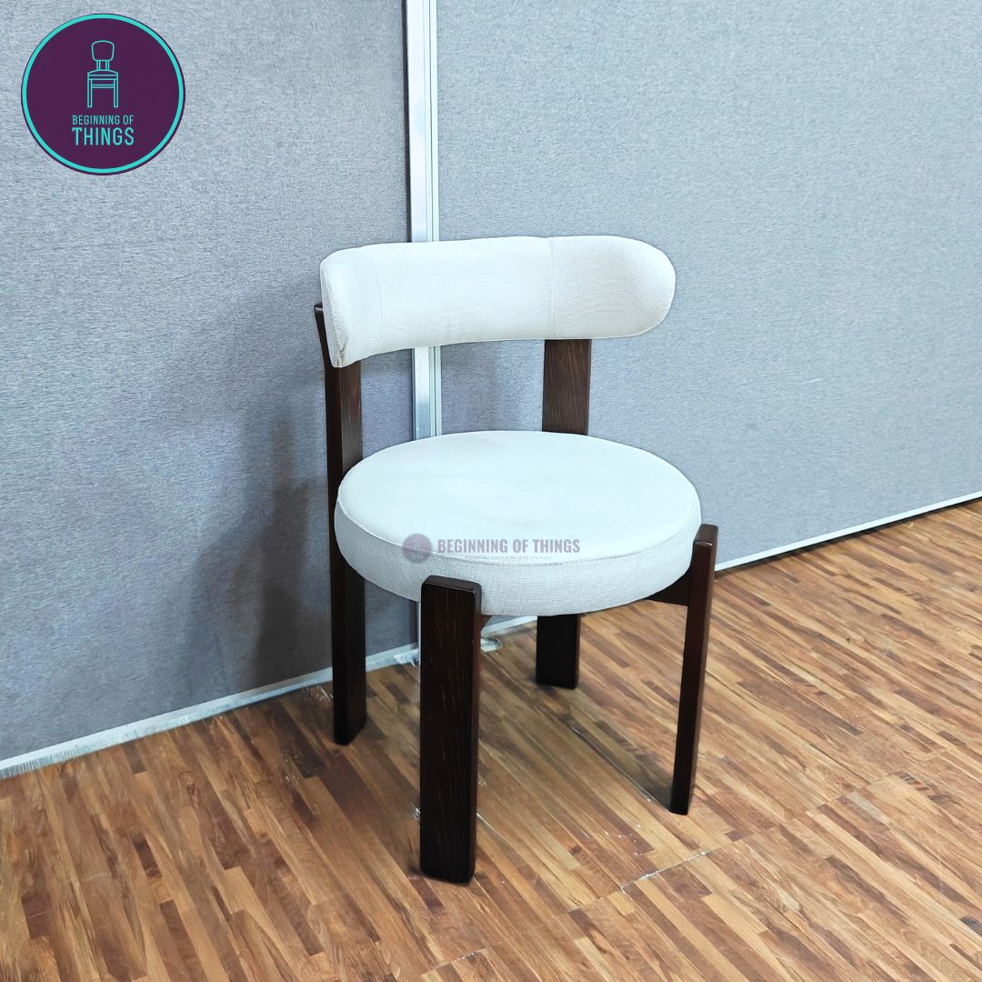 Curled Back Wooden Frame Dining Chair