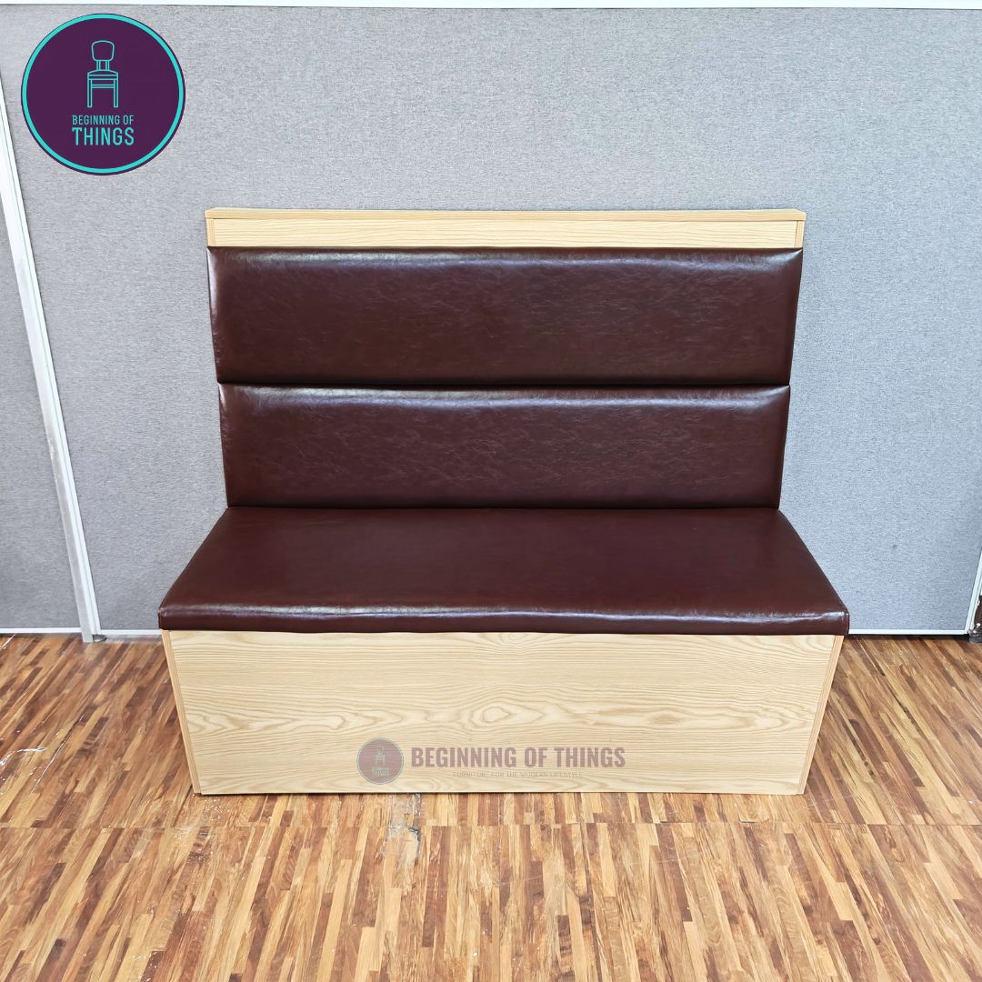 Wooden Frame Cafe Booth Seat Horizontal Padding