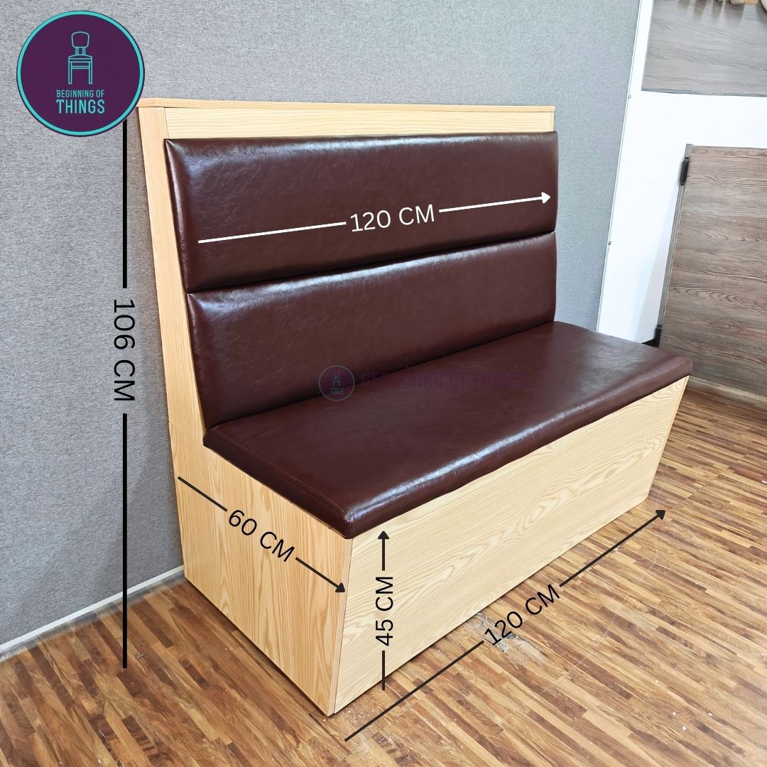 Wooden Frame Cafe Booth Seat Horizontal Padding