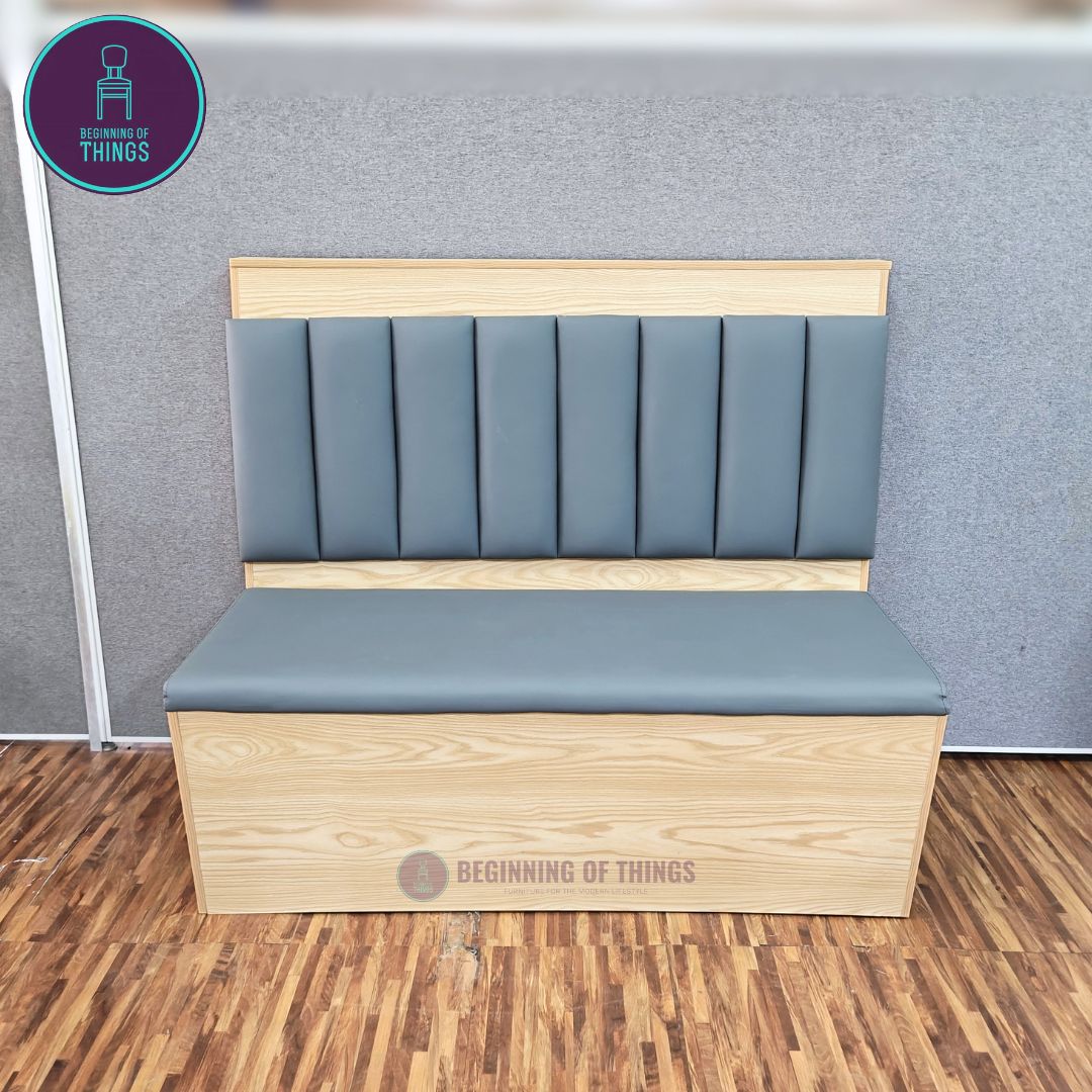 Wooden Frame Cafe Booth Seat Vertical Padding