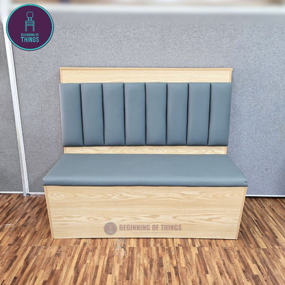 Wooden Frame Cafe Booth Seat Vertical Padding