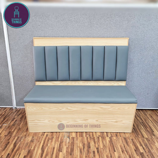 Wooden Frame Cafe Booth Seat Vertical Padding