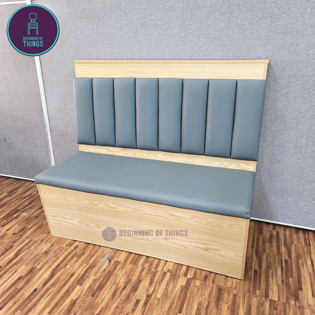 Wooden Frame Cafe Booth Seat Vertical Padding