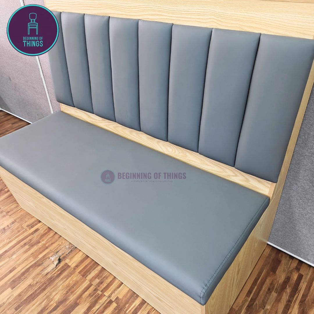Wooden Frame Cafe Booth Seat Vertical Padding