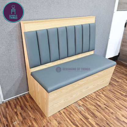 Wooden Frame Cafe Booth Seat Vertical Padding