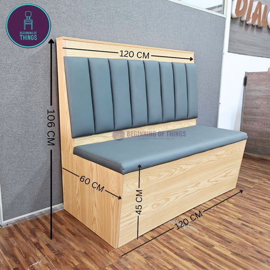 Wooden Frame Cafe Booth Seat Vertical Padding