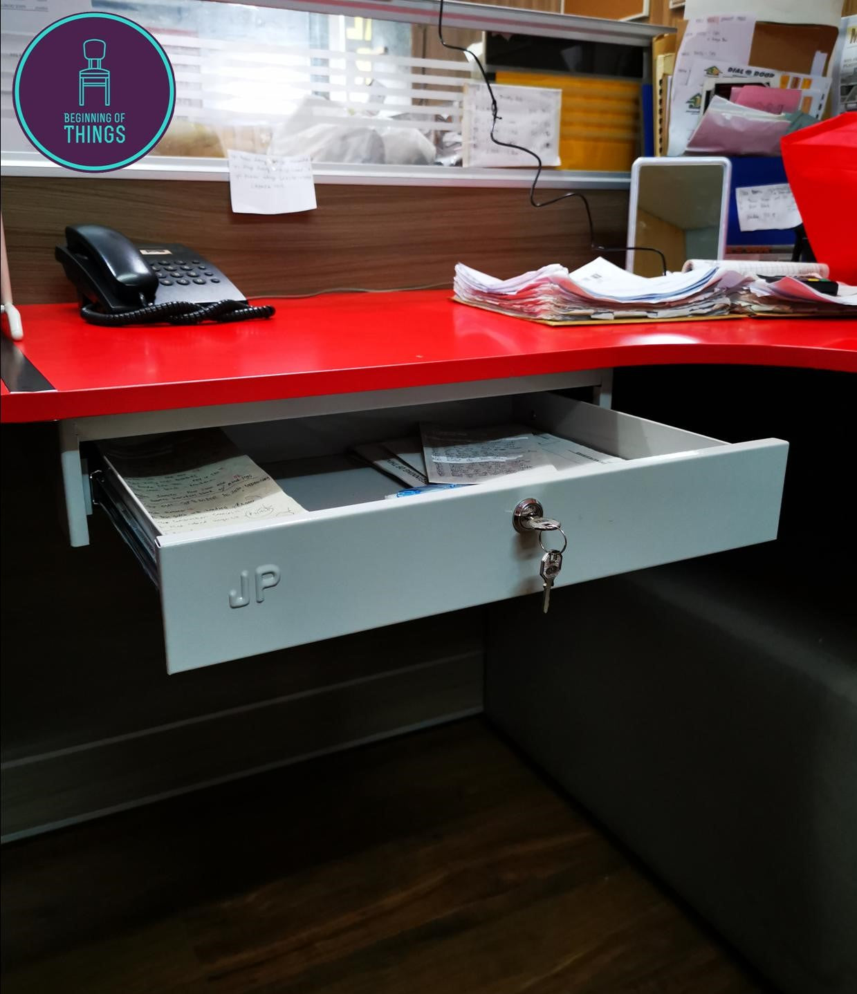 Steel Drawer for Desk with Lock
