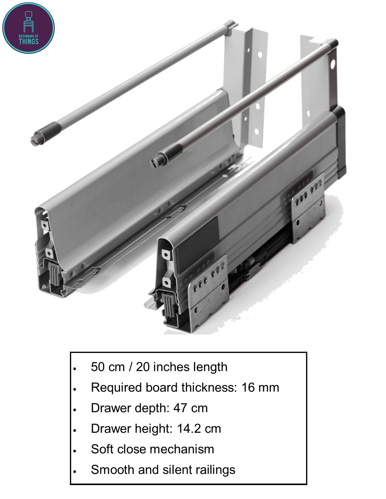 Drawer Slider Mechanism 20 inches / 50cm per pair