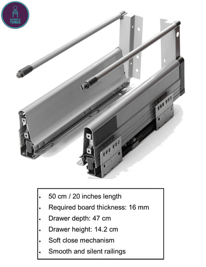 Drawer Slider Mechanism 20 inches / 50cm per pair