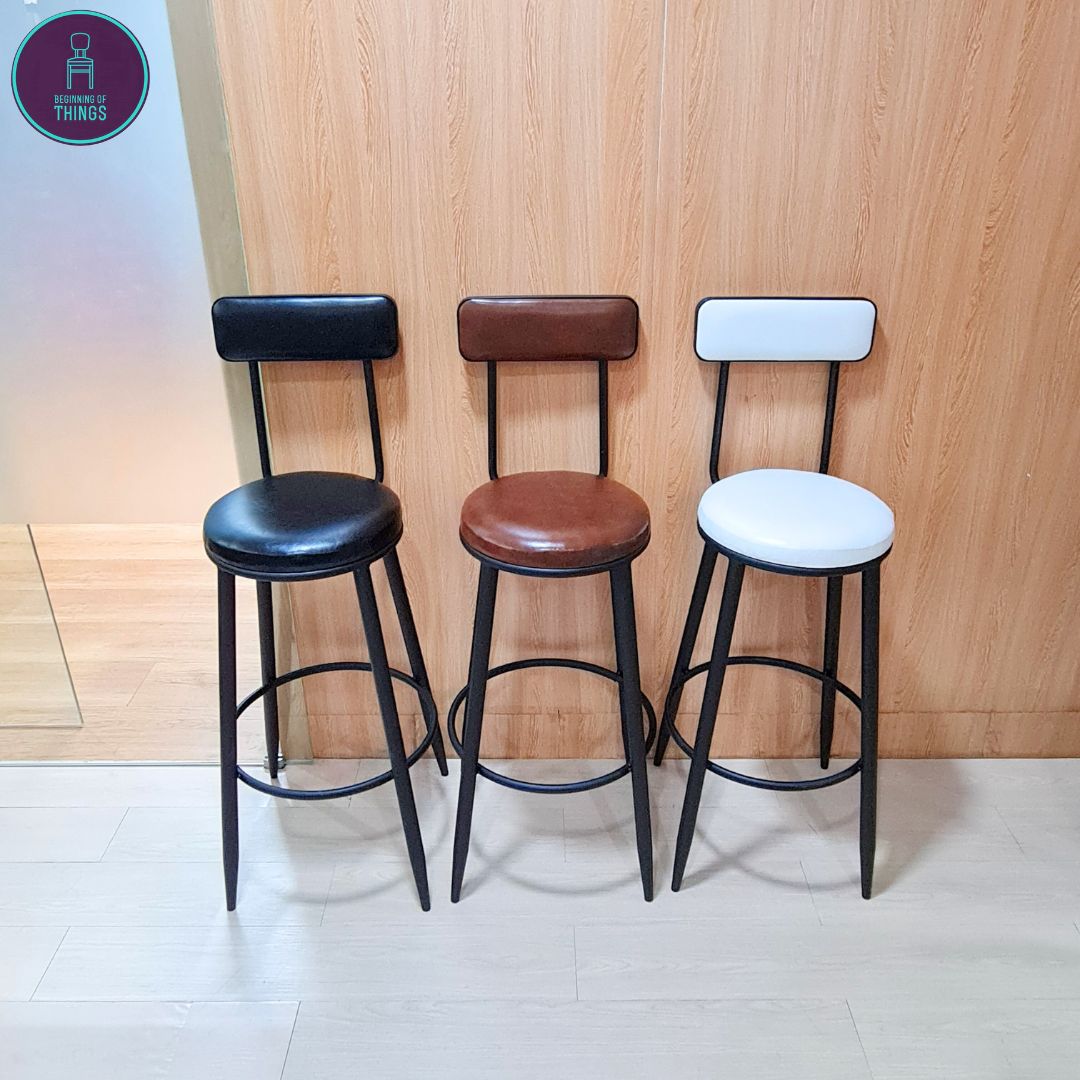 Calico PU Leather Fixed Leg Bar Stool