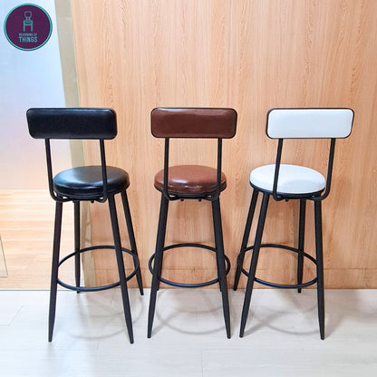 Calico PU Leather Fixed Leg Bar Stool
