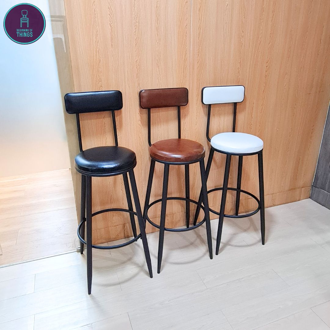 Calico PU Leather Fixed Leg Bar Stool