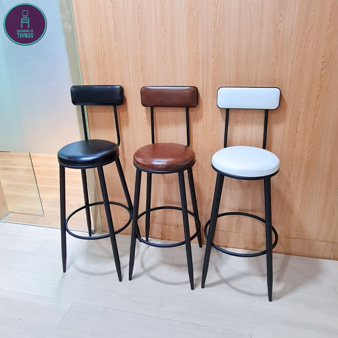 Calico PU Leather Fixed Leg Bar Stool