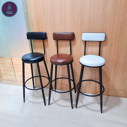 Calico PU Leather Fixed Leg Bar Stool