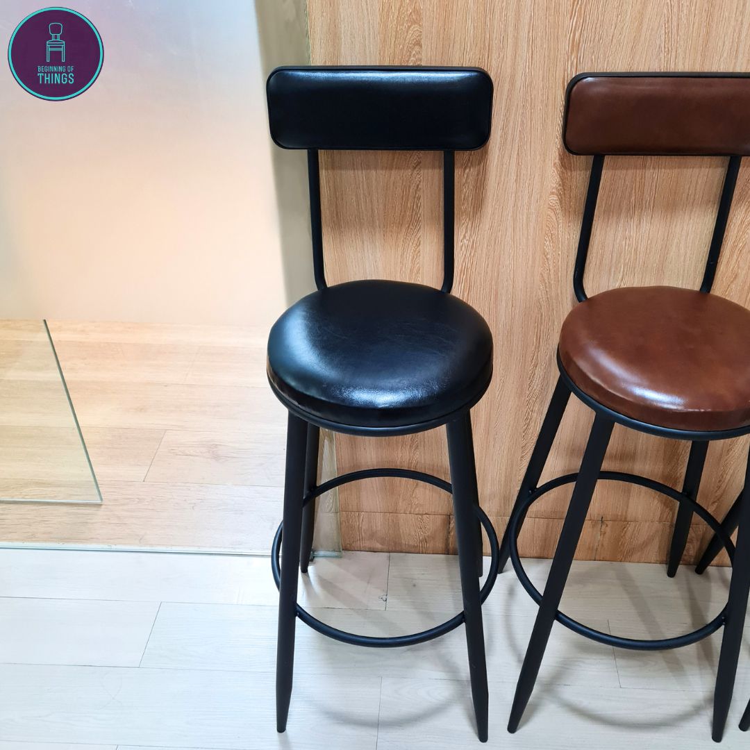 Calico PU Leather Fixed Leg Bar Stool