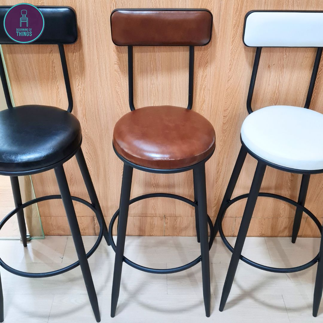 Calico PU Leather Fixed Leg Bar Stool