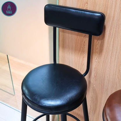Calico PU Leather Fixed Leg Bar Stool