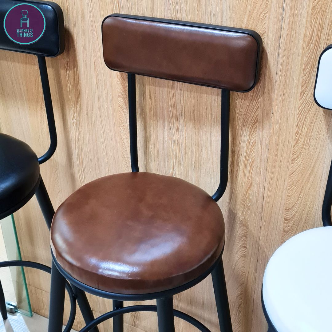 Calico PU Leather Fixed Leg Bar Stool