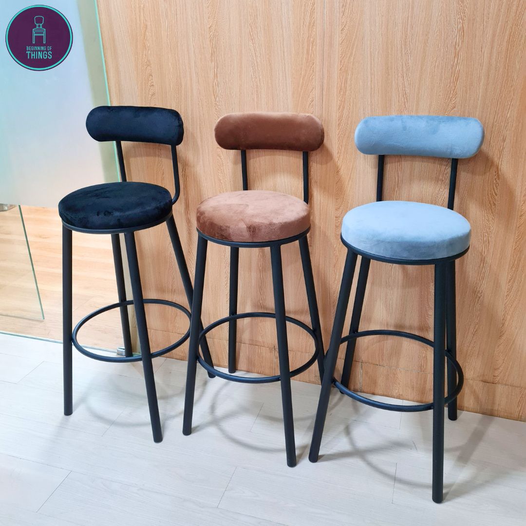 Campbell Cotton Flannel Fixed Leg Bar Stool